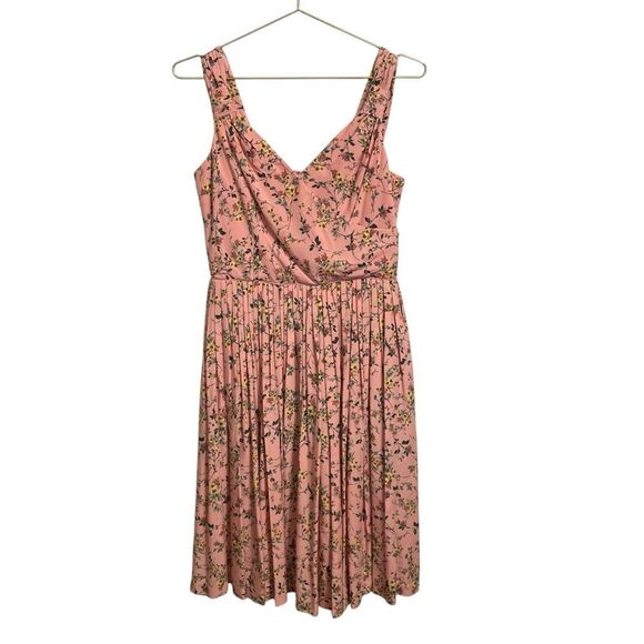 Gal Meets Glam Sarah Sleeveless Midi Dress Rose Coral Floral Print Size 8 - Picture 2 of 8
